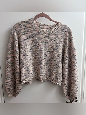Billabong Cropped Knit Women's  Sweater Pink And Gray Crewneck Size Small